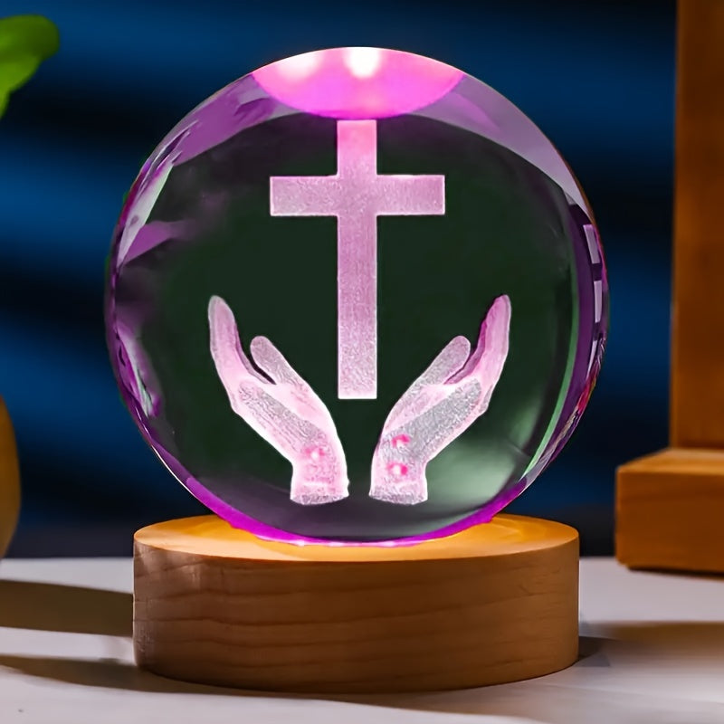 CrystalGlow - Lámpara nocturna tradicional de cristal grabado en 3D