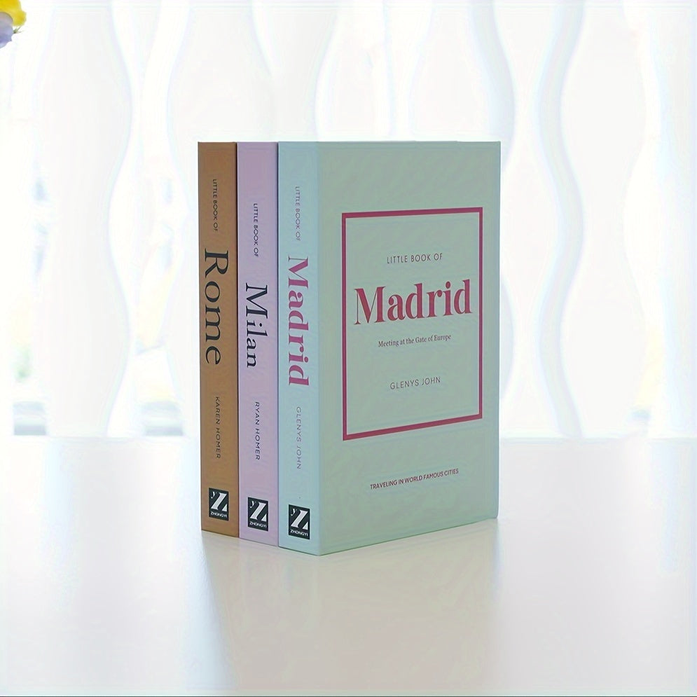 Set classico di fermalibri con 3 libri finti - Elegante decorazione per mensole
