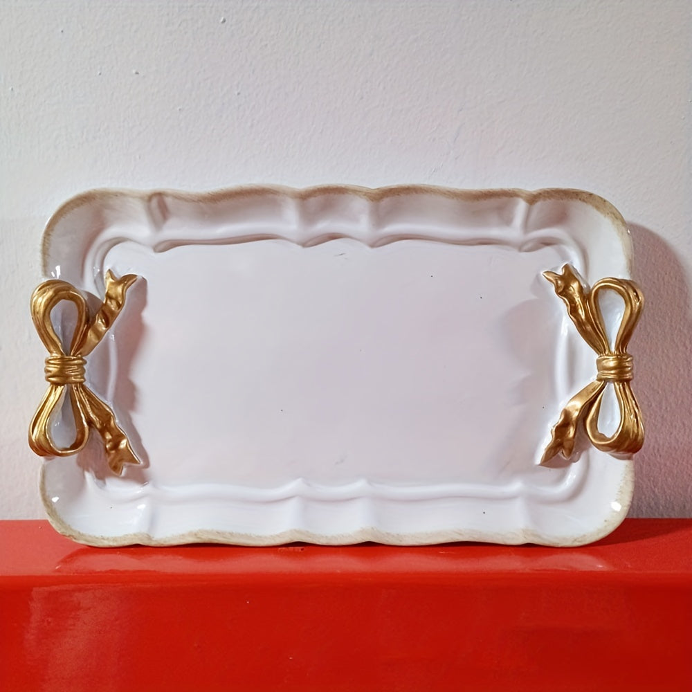 VintageServe-Dessertbord - Rechthoekige Hars Snoepschaal met Striksluiting