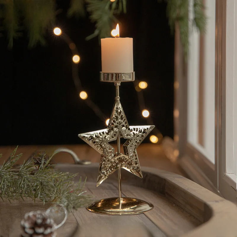 Glans - Gouden Ster- en Kerstboom Kaarsenhouder