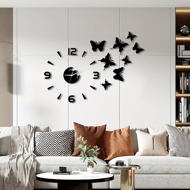 AcrylicButterfly - DIY 3D Vlinder Spiegel Muur Klok