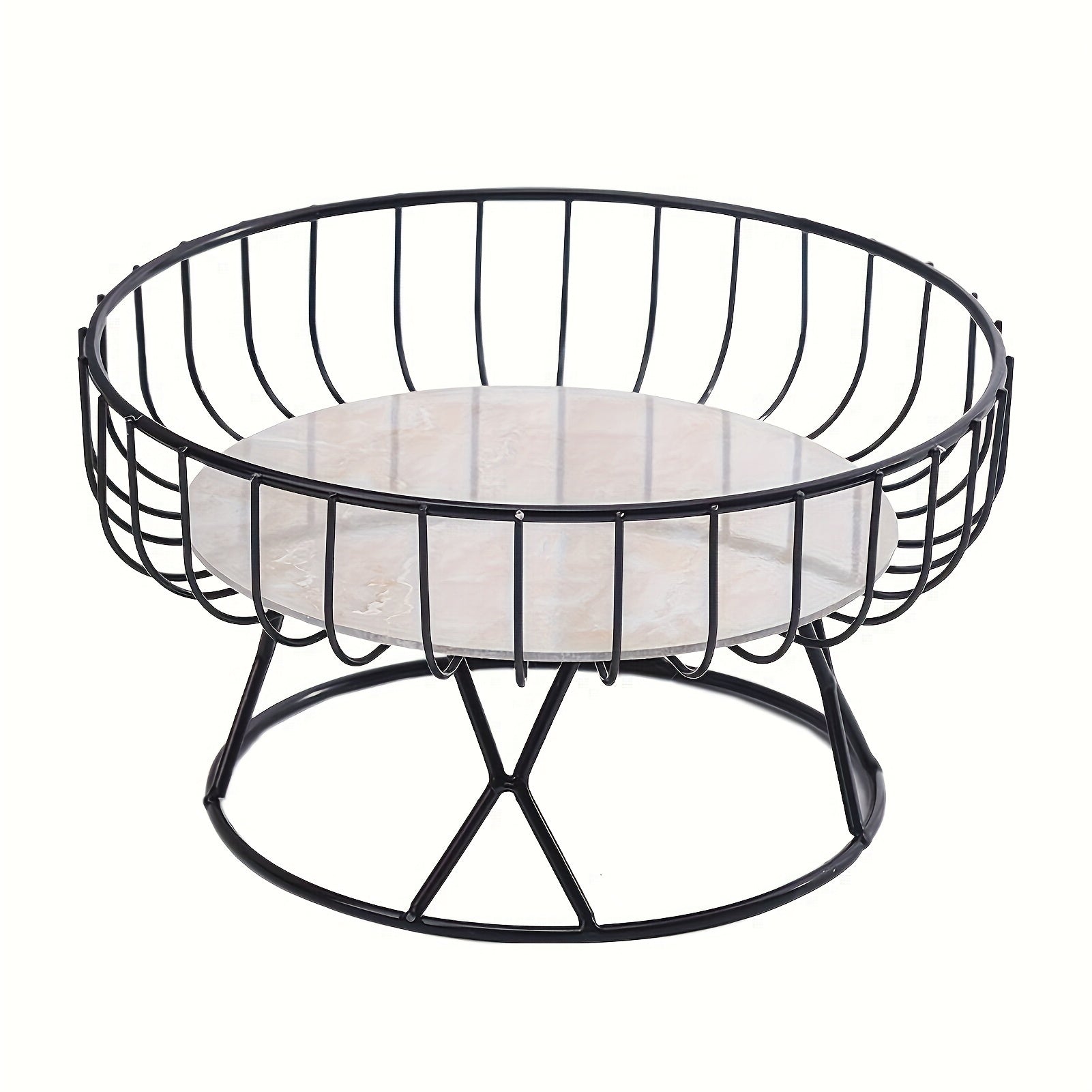 MarbleServe-Fruitkom - Geometric Metal Serving Bowl with Marble Base