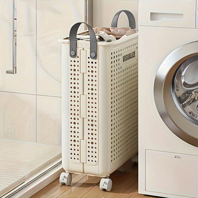 Opvouwbare Plastic Wasmand met Wieltjes