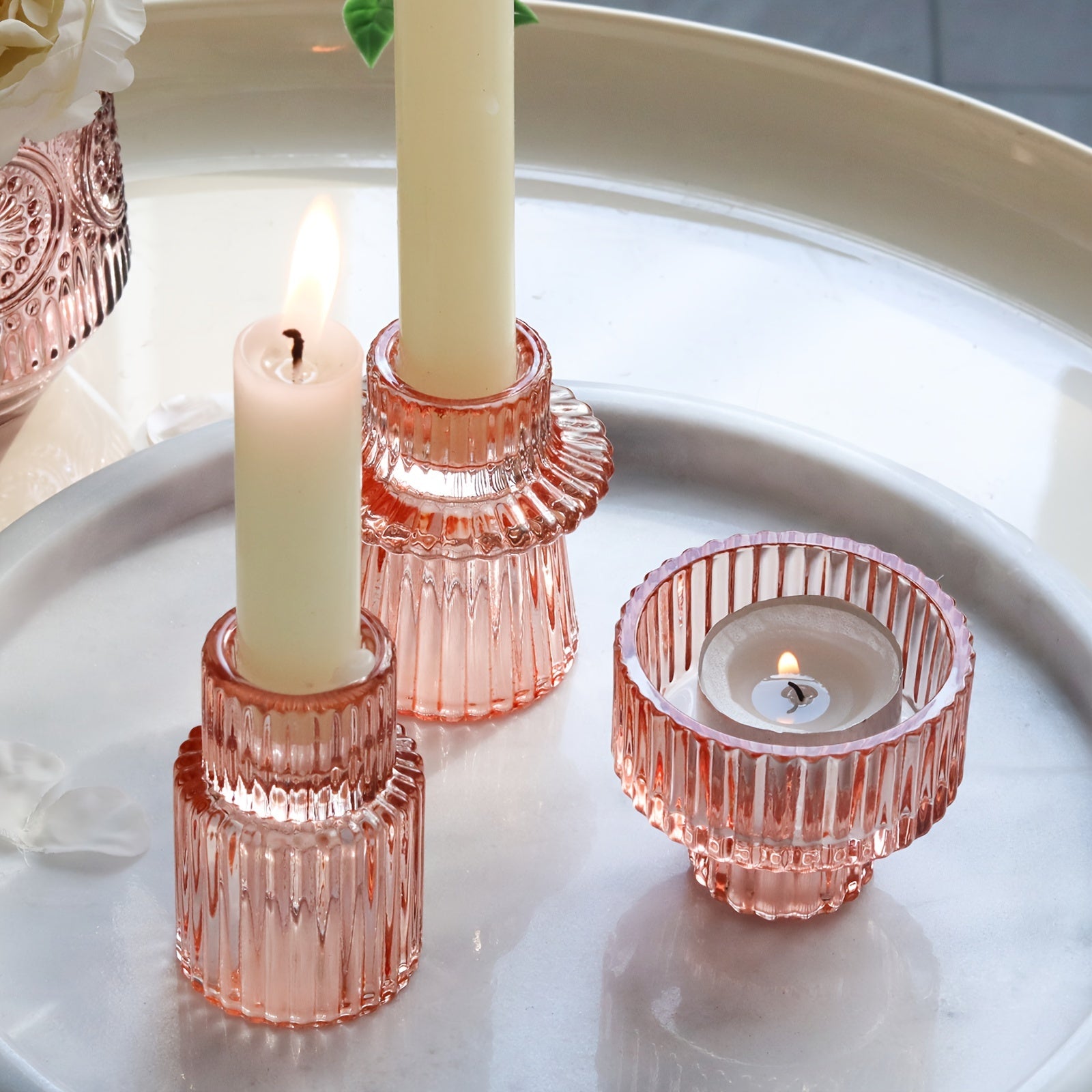 3/6-delige Glazen Kaarsenhouders - Perfect voor Tafeldecoratie en Bruiloften
