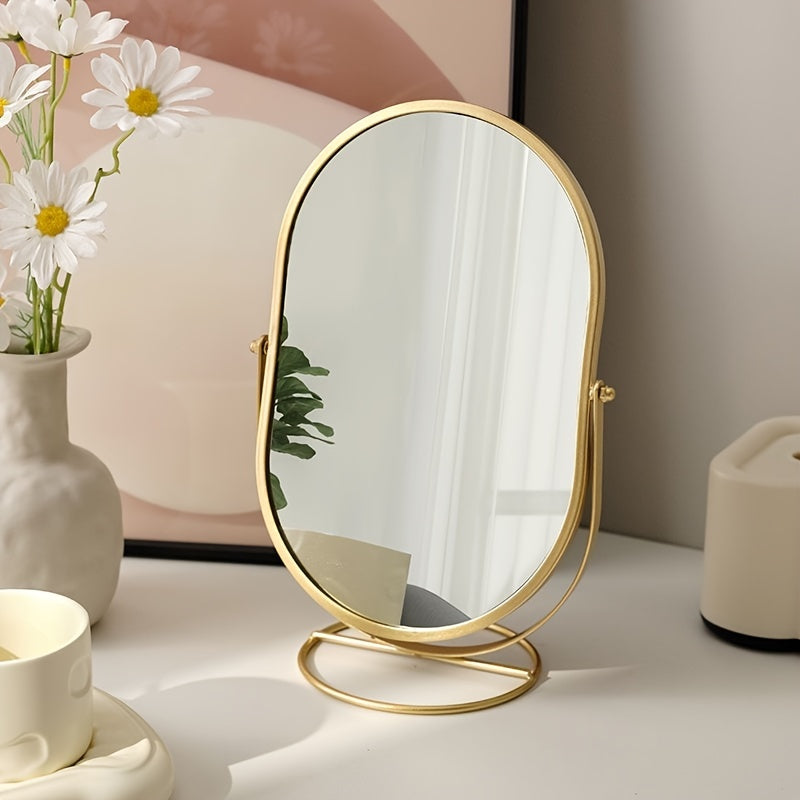 360° Roterende Make-up Spiegel – IJzeren Frame, Compact en Draagbaar, Geen Stroom Nodig