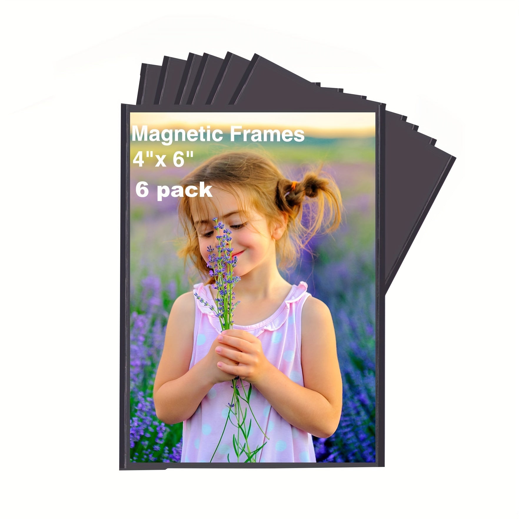 Cornice Fotografica Magnetica 6 Pezzi - 10,16x15,24 cm Nera Cornici Fotografiche Magnetiche Riutilizzabili per Frigorifero