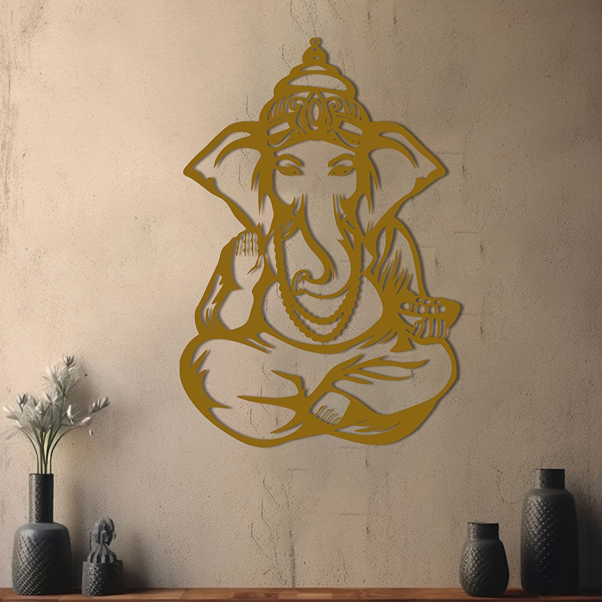 GaneshaArt - Ganesha Olifant Metalen Wandkunst