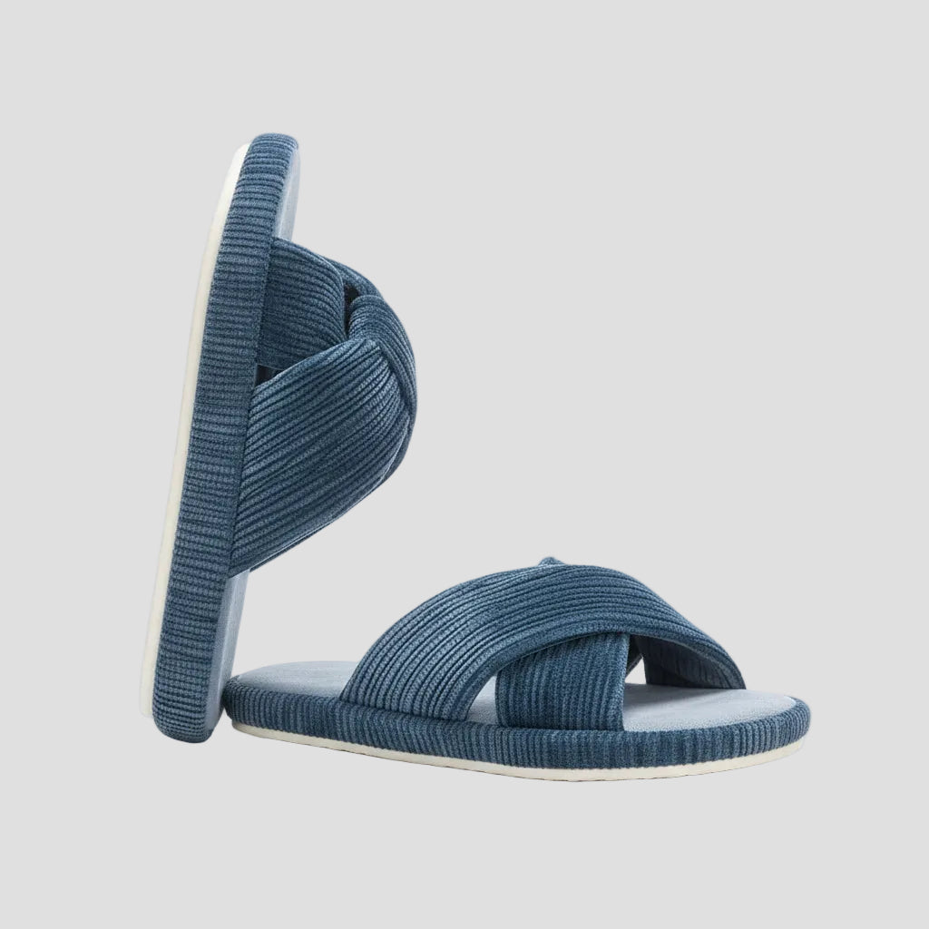 Slippers Dames Corduroy Kruisband Strik Memory Foam