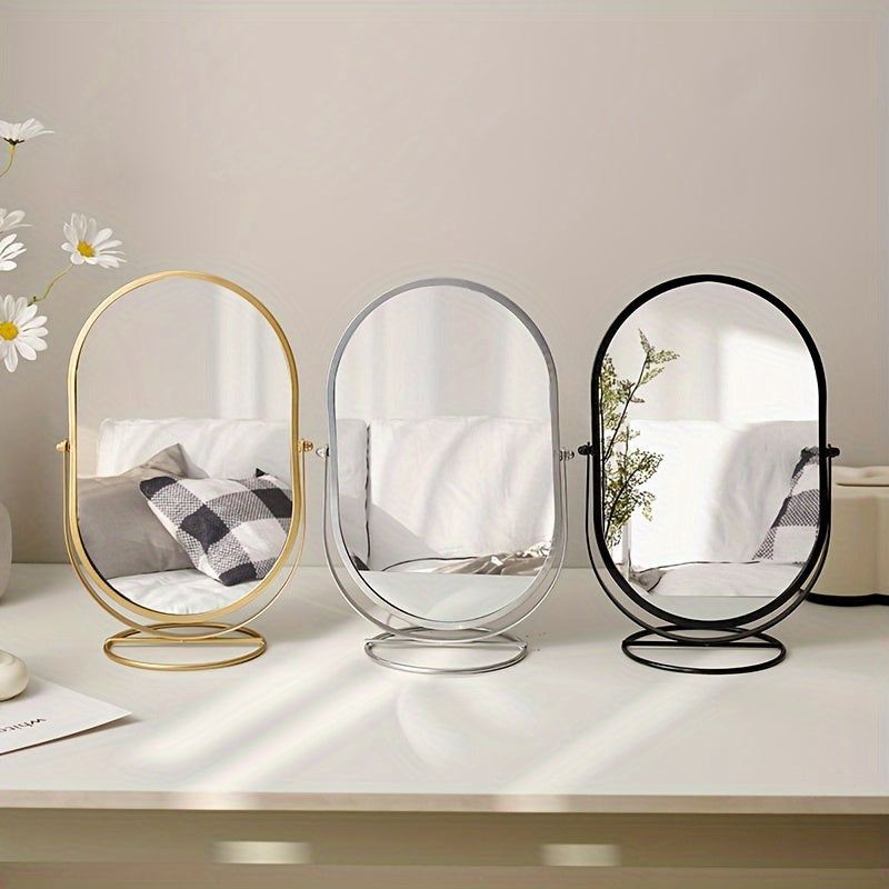360° Roterende Make-up Spiegel – IJzeren Frame, Compact en Draagbaar, Geen Stroom Nodig