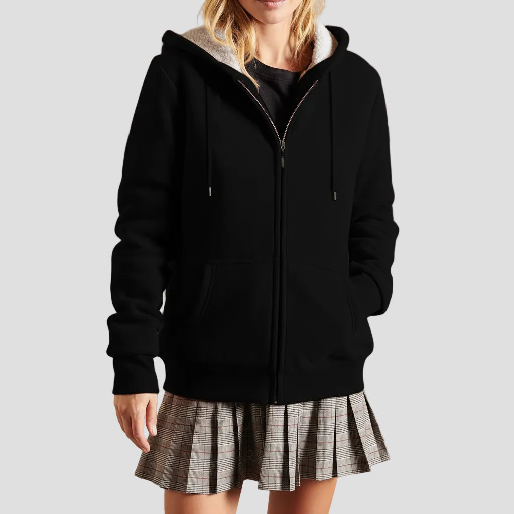 Dames Jas Hoodie Fleece Gevoerd Warm Winter Jack Capuchon