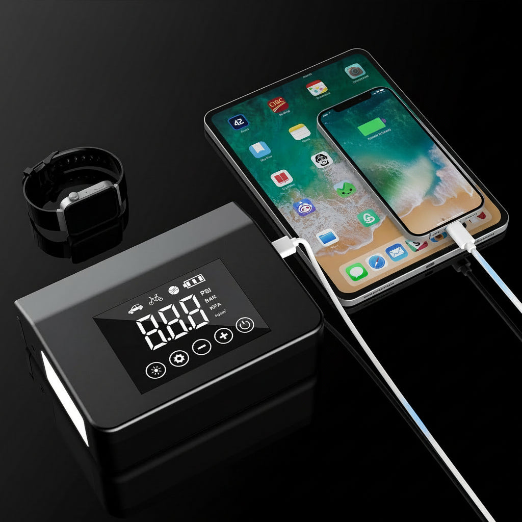 Draagbare Auto Jumpstarter Luchtcompressor Oplaadfunctie