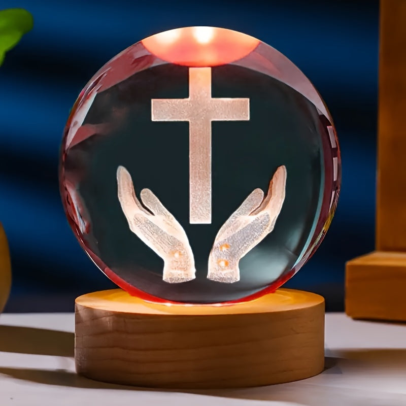 CrystalGlow - Lámpara nocturna tradicional de cristal grabado en 3D