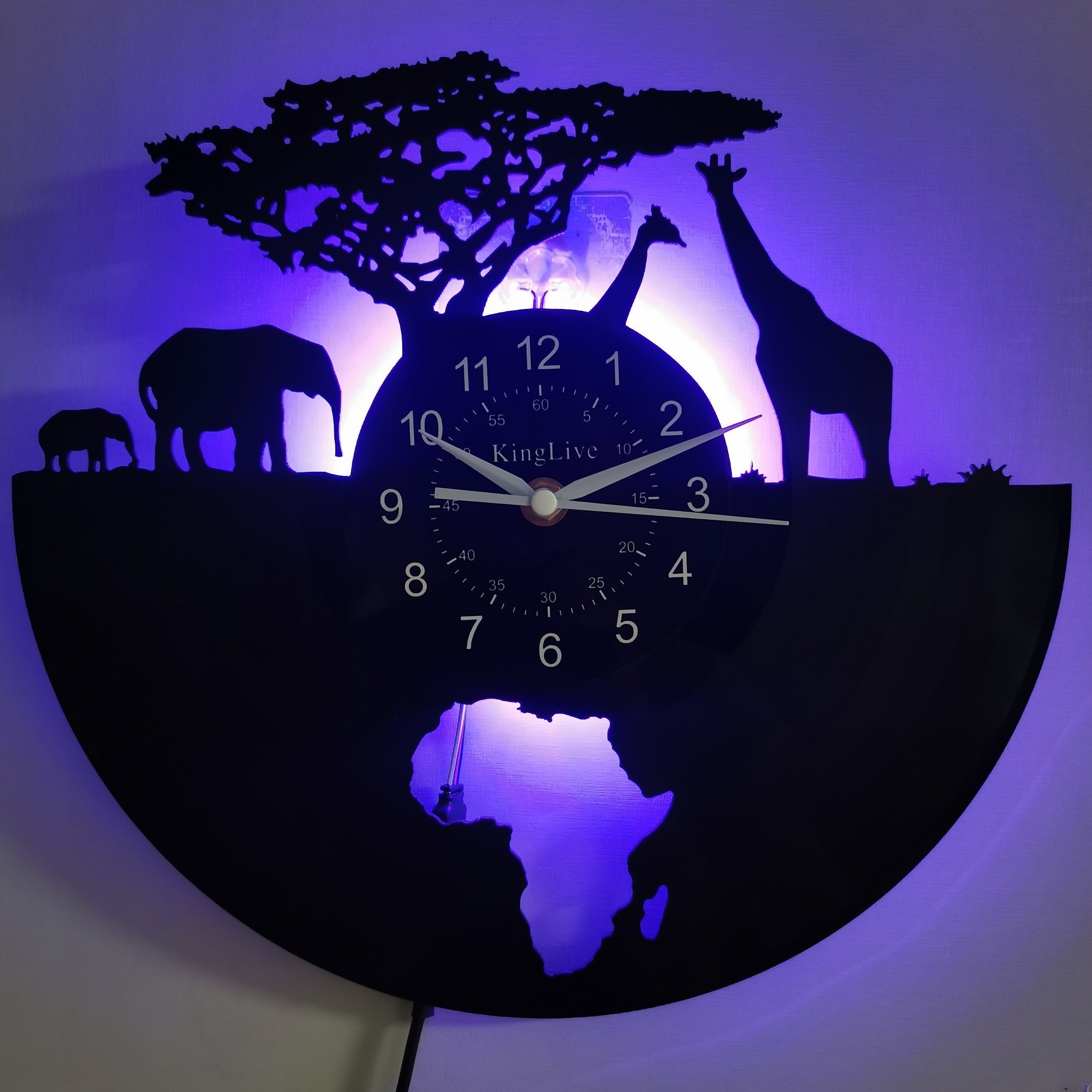 Vinyl Record Wall Clock - Giraffe Theme, Silent Clock, For Living Room, Bedroom, Kitchen or Office