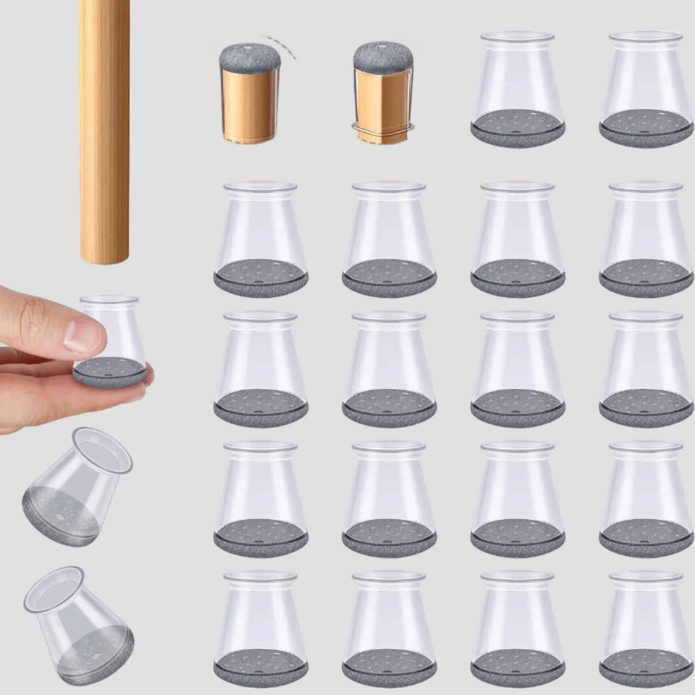 Protectores para Pés de Cadeira em Feltro de Silicone Silencioso