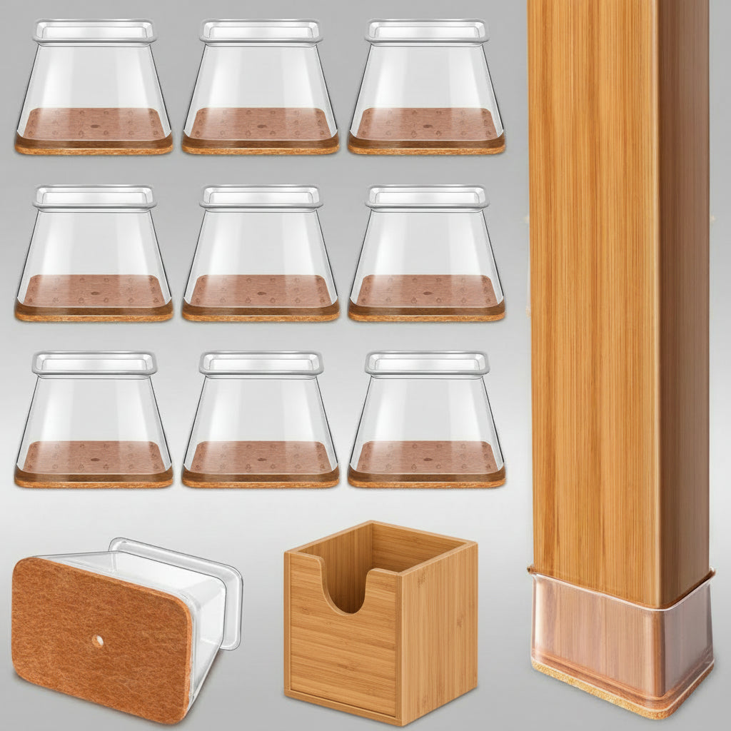 Felt Gliders Chair Leg Protectors Square Silicone Felt