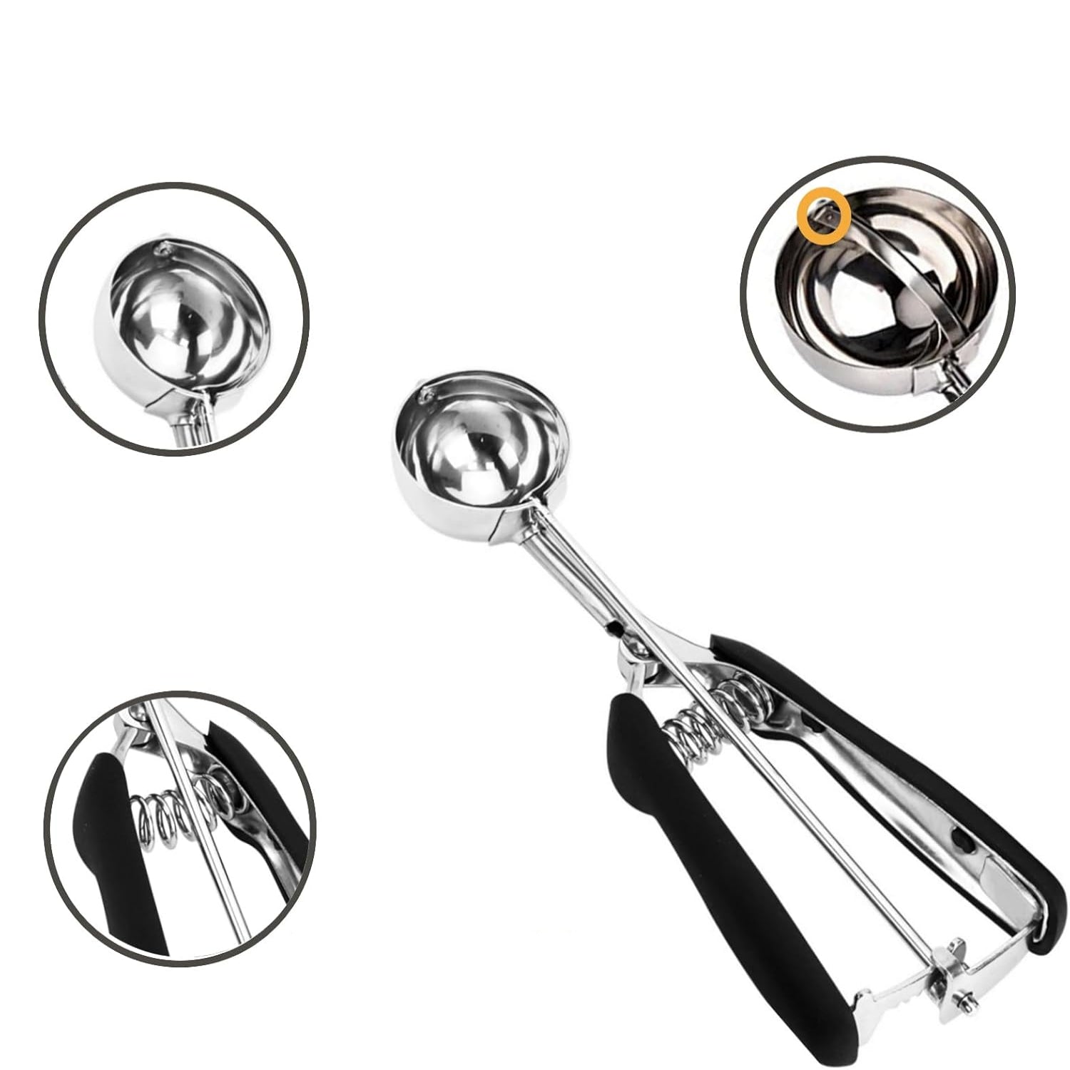 Conjunto de Pá de Gelo em Aço Inoxidável com Alavanca de Aperto para Porcionar e Assar