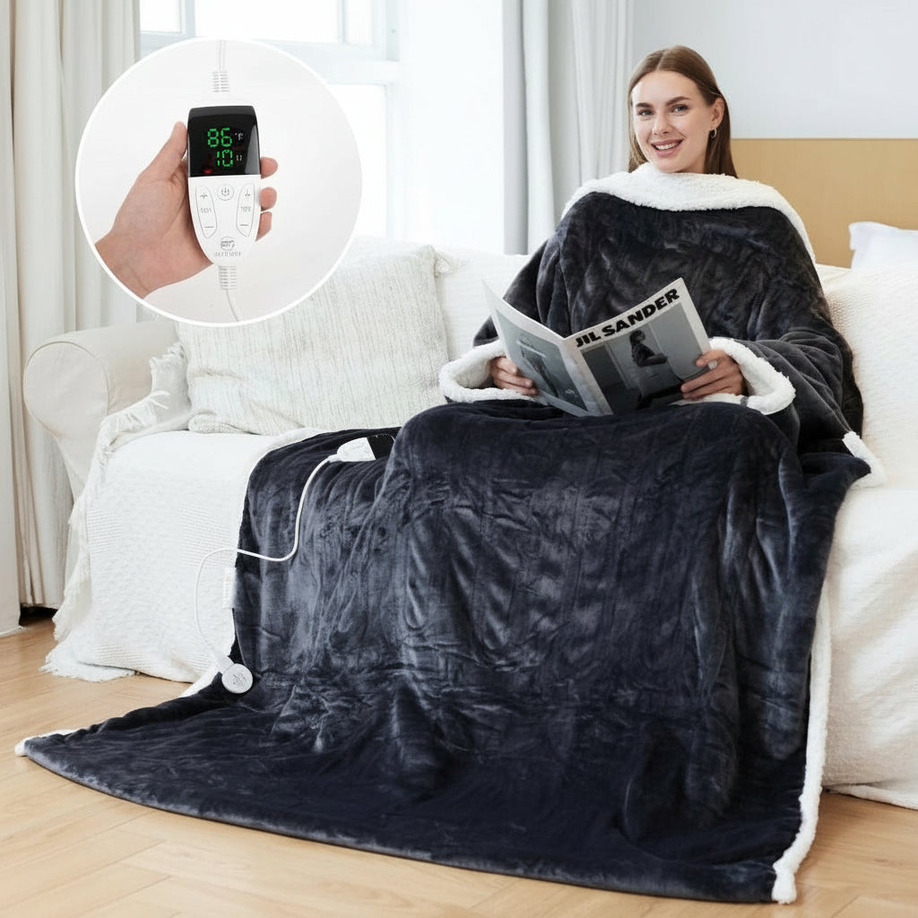 Electric Blanket Wearable Sherpa Fleece Throw for Adults Warmth - Image 8