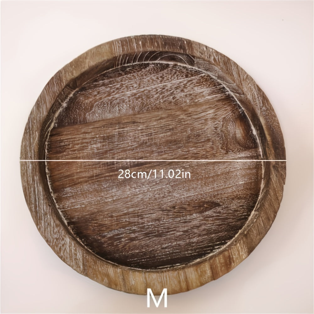 RusticBowl - Ronde Houten Schaal | Rustieke Kaarshouder & Kerstdecoratie