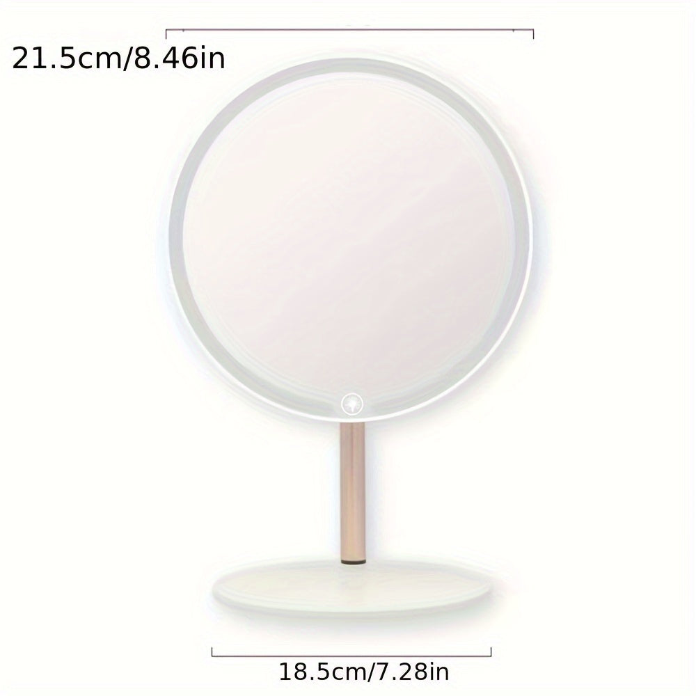 LED Make-up Spiegel met Lampstand – Verstelbare Driekleurige Verlichting, Oplaadbaar en Draagbaar
