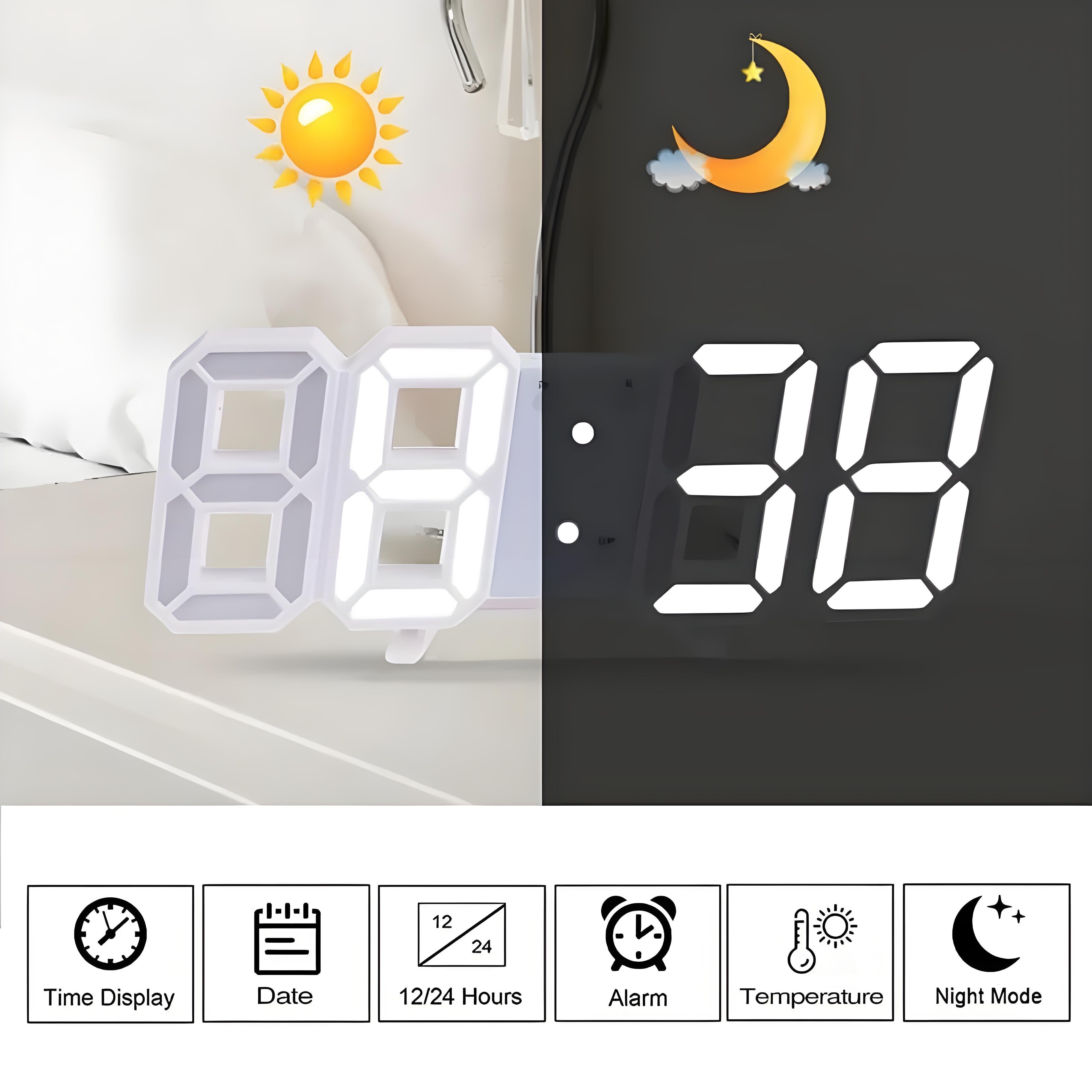 DigiTime - LED 3D Digitale Klok met Kalender & Temperatuurweergave