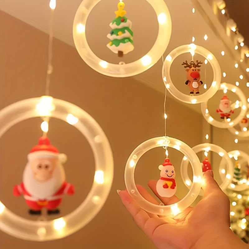 Nieuwe kerstverlichting met kerstman-cartoonvorm, hangende raamgordijnverlichting, LED-kleurverlichting, raamdecoratie, sterrenlicht, USB-interface, Halloween-cadeau.