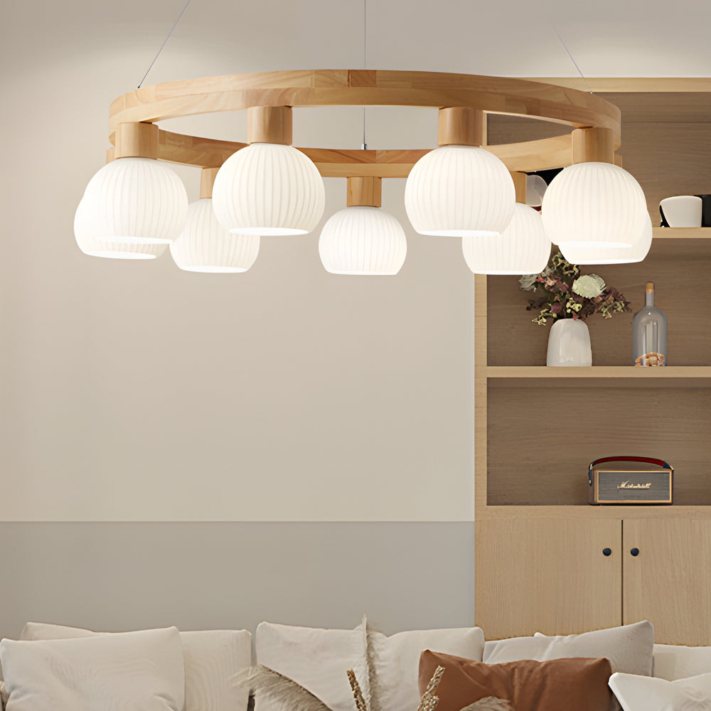 NordicLustre - Scandinavische Houten Kroonluchter met 3-Staps Dimfunctie