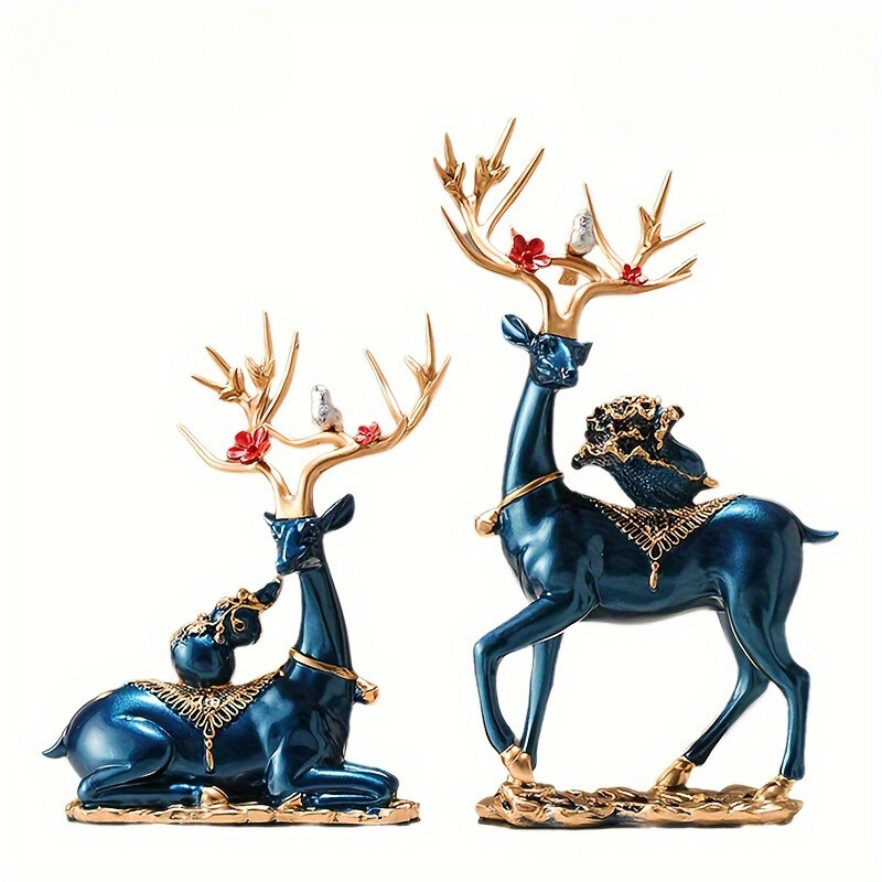 DeerDecor - 2-Delige Vintage Kerst Herten Figuurtjes Set