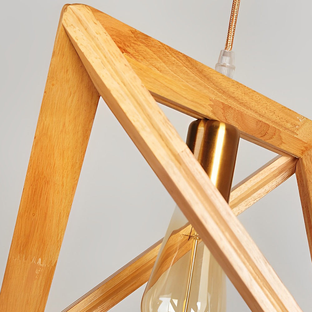 NordicFrame - Lampada a sospensione scandinava con struttura in legno dal design geometrico