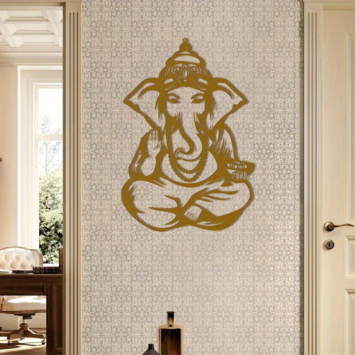 GaneshaArt - Ganesha Olifant Metalen Wandkunst