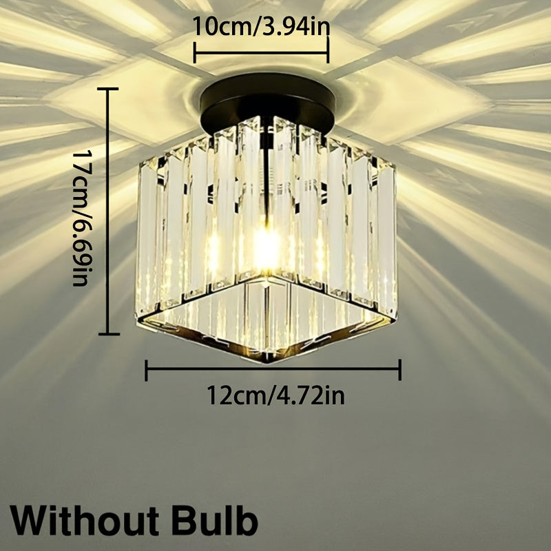 CrystalLuxe - Modern E27 LED Plafondlamp, Zwart Goud met Kristalglas