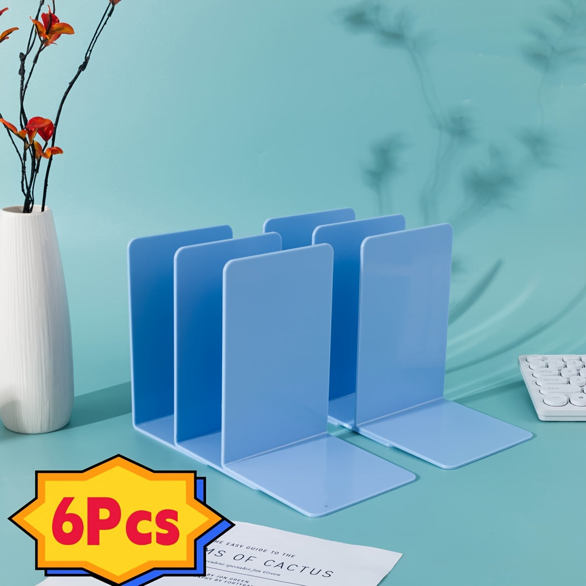 6-Pack Transparante Acryl Boekensteunen - Dikke PP Materiaal Boekenhouder voor Thuis en Kantoor