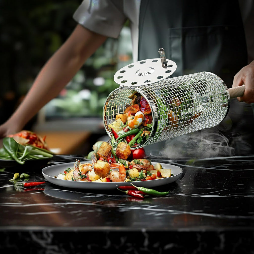 Conjunto Grillmand 2 Peças com Pega de Madeira para Churrasco