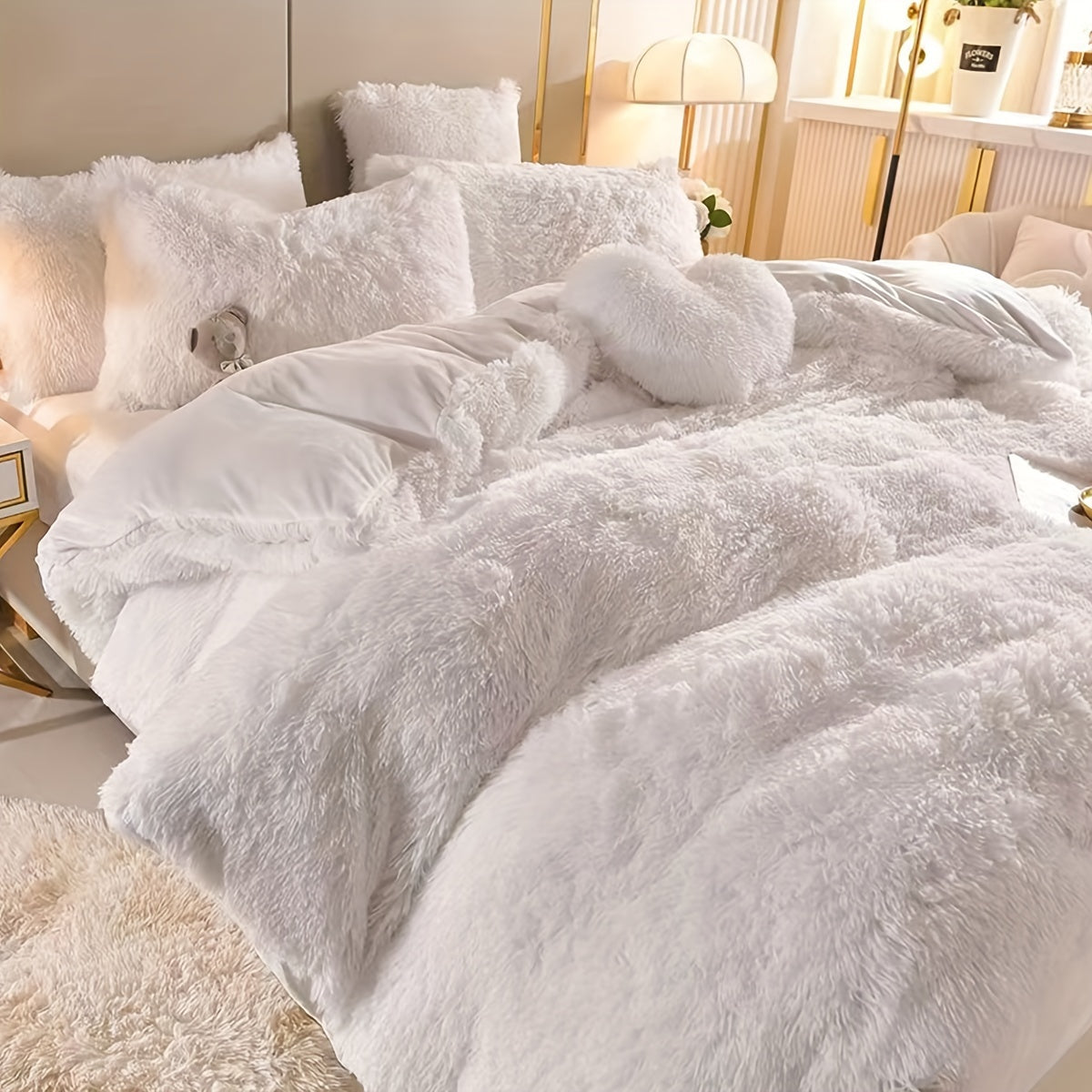 3-piece Velvet Duvet Cover Set (1 Duvet Cover + 2 Pillowcases, Without Insert) – Solid Colour, Soft and Comfortable Bedding Set for Bedroom, Guest Room, Autumn and Winter