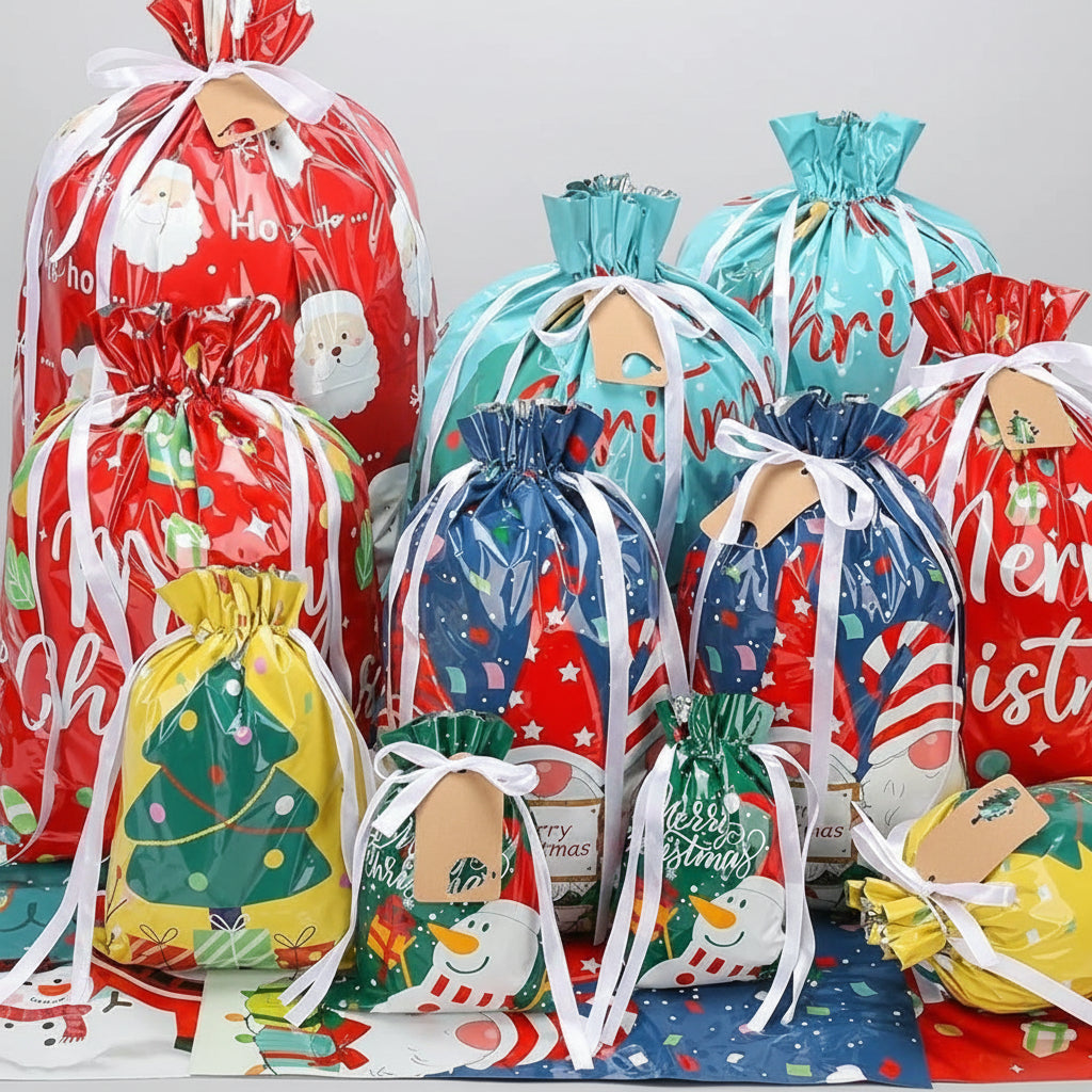 Cadeauzak Kerst Trekkoord Herbruikbare Folie Zakjes Set 40 Stuks