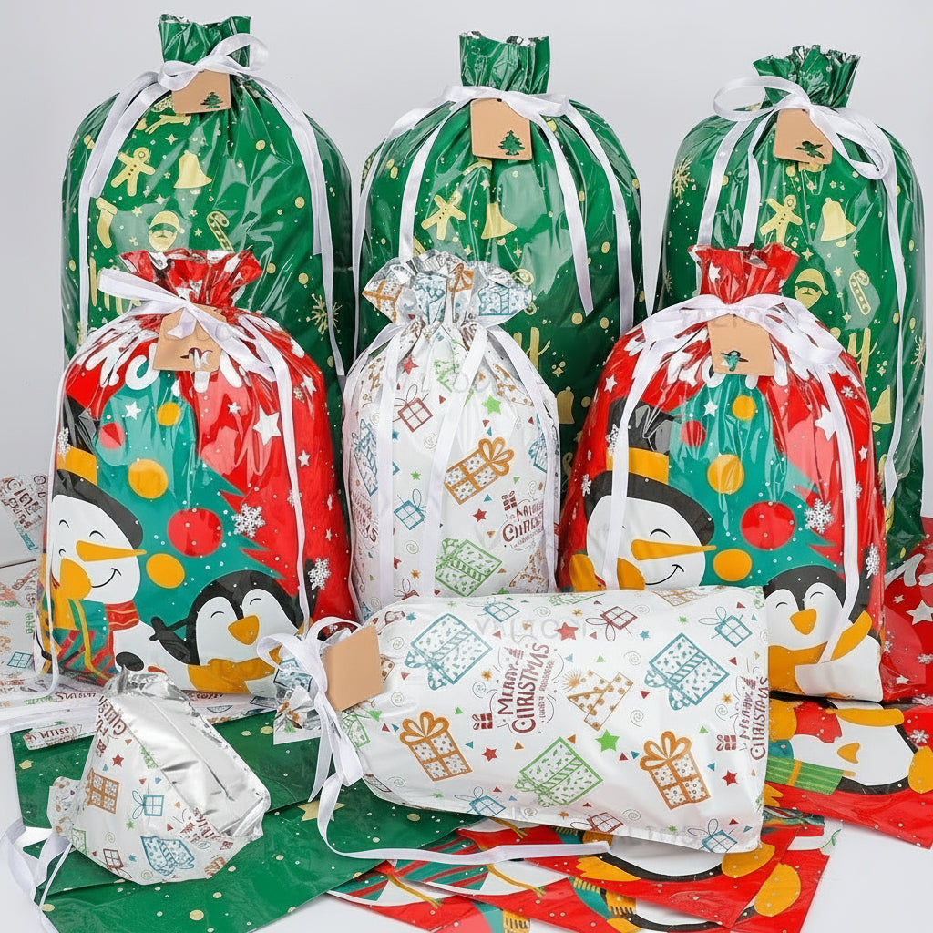 Cadeauzak Kerst Trekkoord Herbruikbare Folie Zakjes Set 40 Stuks