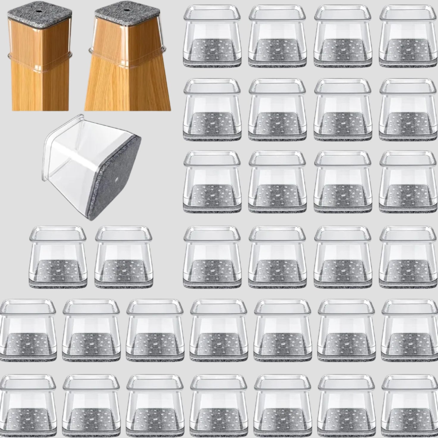 Protectores para Pés de Cadeira em Feltro de Silicone Silencioso