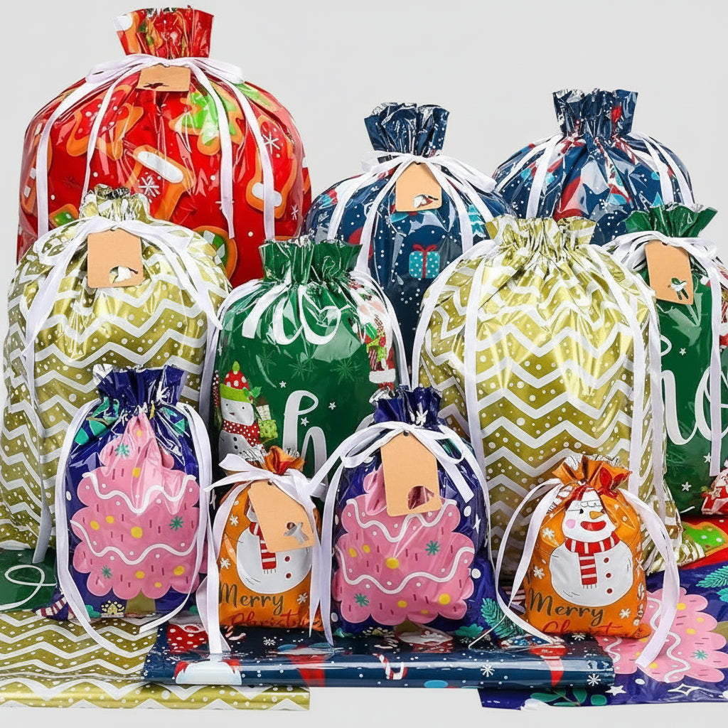 Cadeauzak Kerst Trekkoord Herbruikbare Folie Zakjes Set 40 Stuks