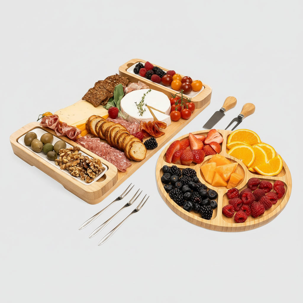 Bamboe Charcuterie Plank Set Verborgen Lade Gereedschap