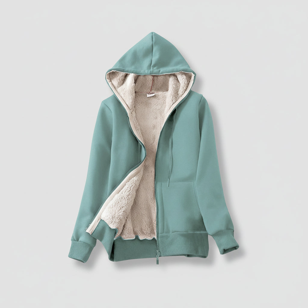 Dames Jas Hoodie Fleece Gevoerd Warm Winter Jack Capuchon