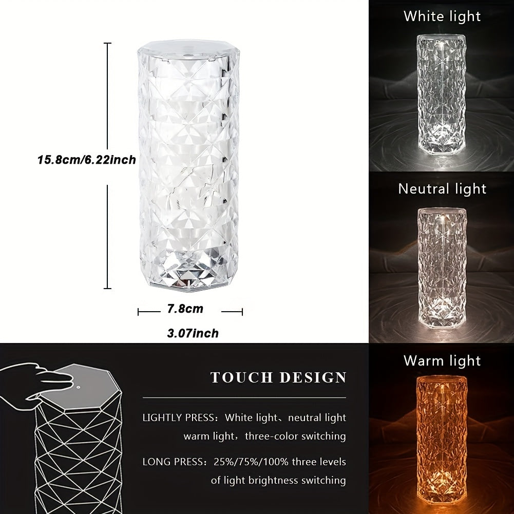 CrystalGlow - LED Kristallen Tafellamp met Touchbediening