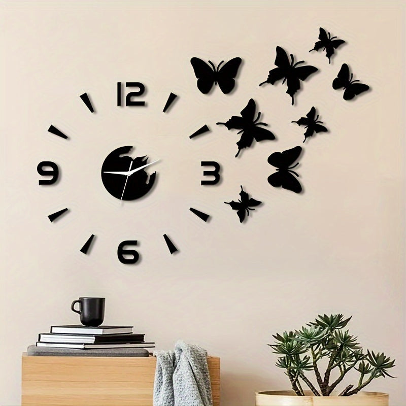 AcrylicButterfly - DIY 3D Vlinder Spiegel Muur Klok