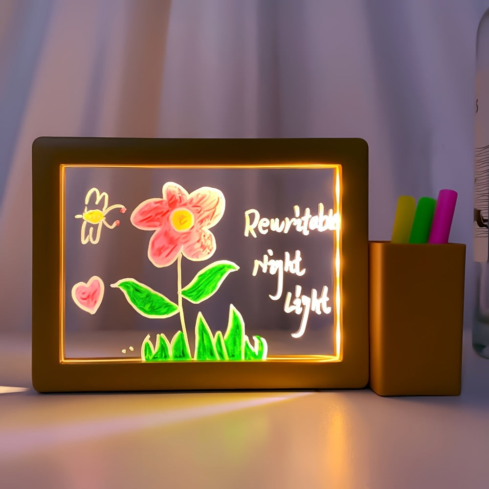 GlowNote - USB LED Nachtlamp met Overschrijfbaar Acryl Bord