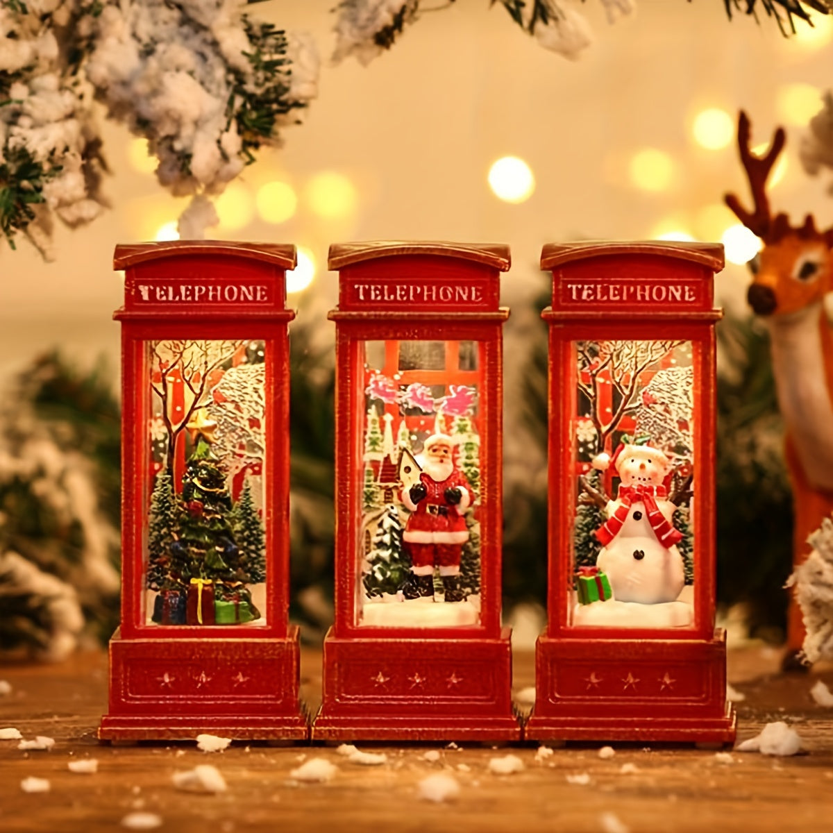 KerstTelefoon - Decoratieve Kerst Telefooncel met Licht
