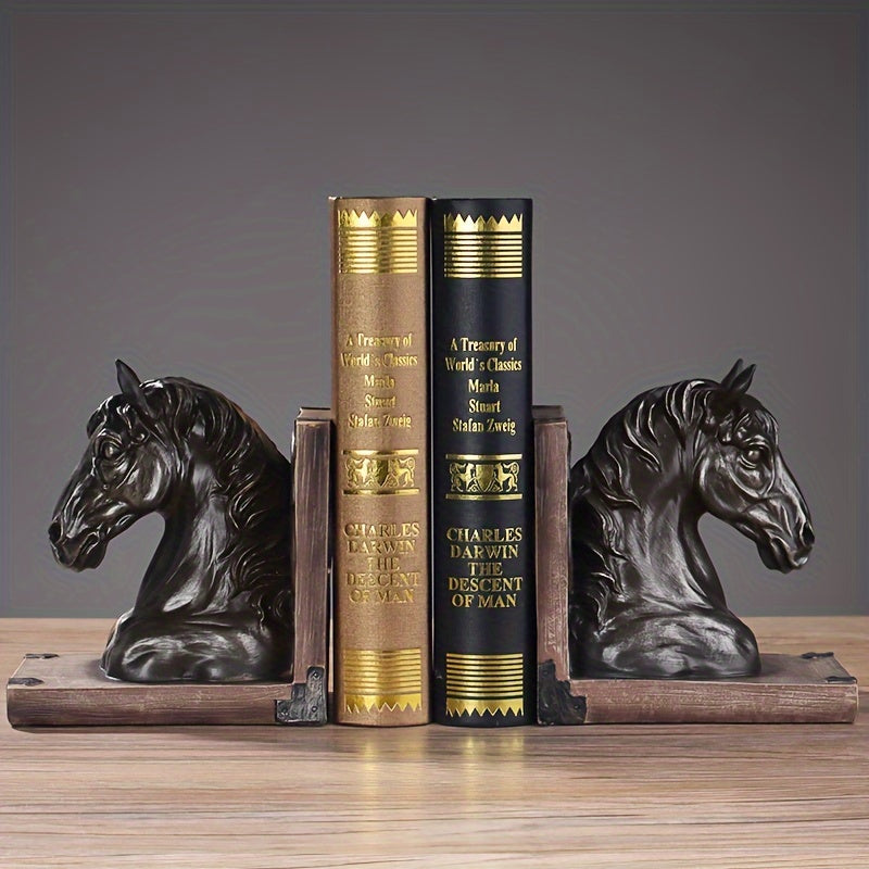 HorseHead - Houten Paardenhoofd Boekenstandaards voor Moderne Decoratie