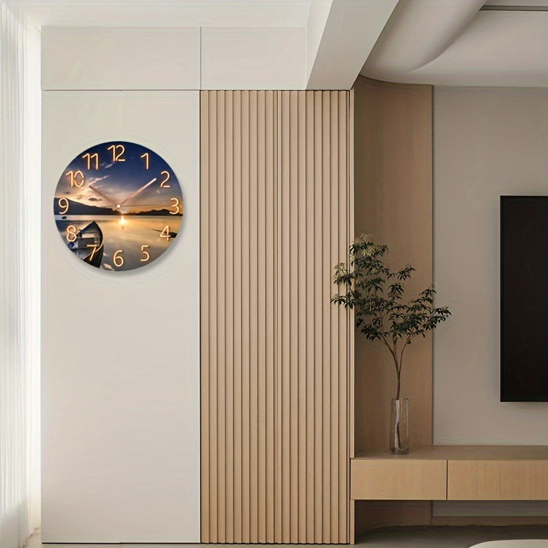 12-Inch Ronde Stille Wandklok - Glas, Modern Ontwerp