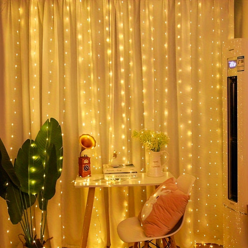 LumiGlow - 300 LED Warm Witte USB Gordijnverlichting met Afstandsbediening
