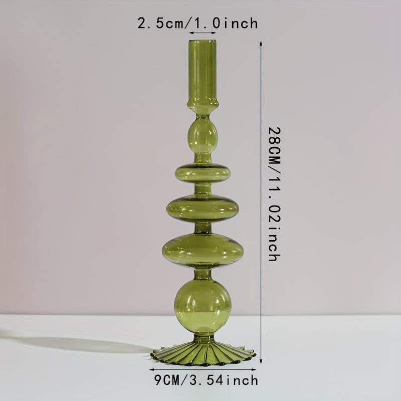 1pc Creatieve en Minimalistische Glazen Kandelaar Set - Gelakte Glazen Vaas Tafeldecoratie voor Woonkamer, Eettafel en Romantisch Diner