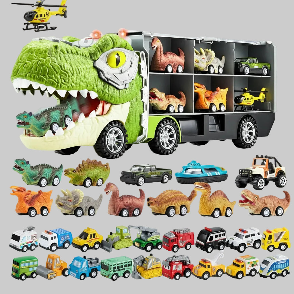 Dinosaur Transport Truck Speelset Mini Autos Helicopter