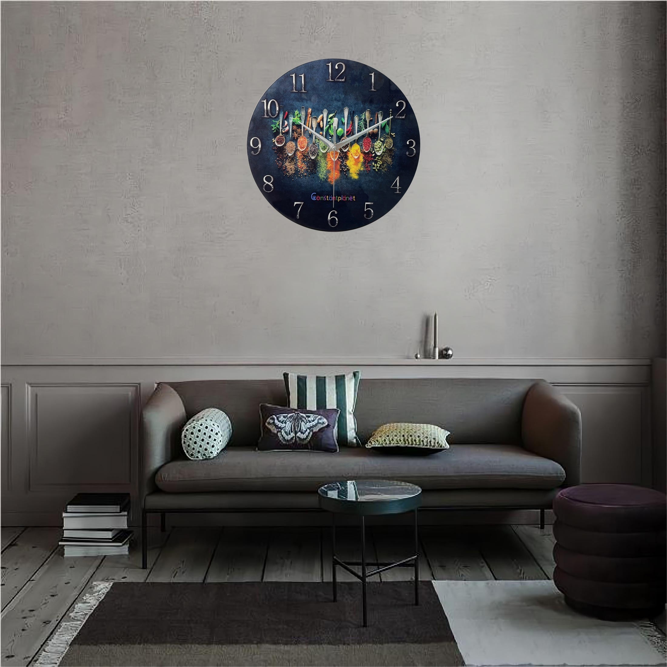 SpiceTime - Luxury Silent Wall Clock with Herb Pattern