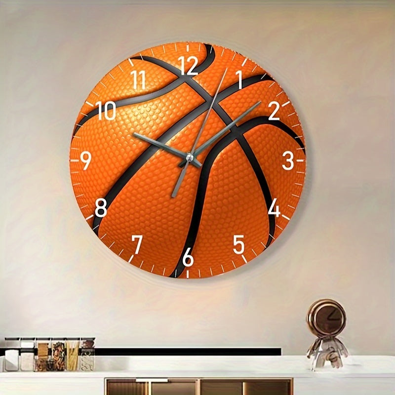 HoopsTime - Silent Basketball Wall Clock, Battery Powered